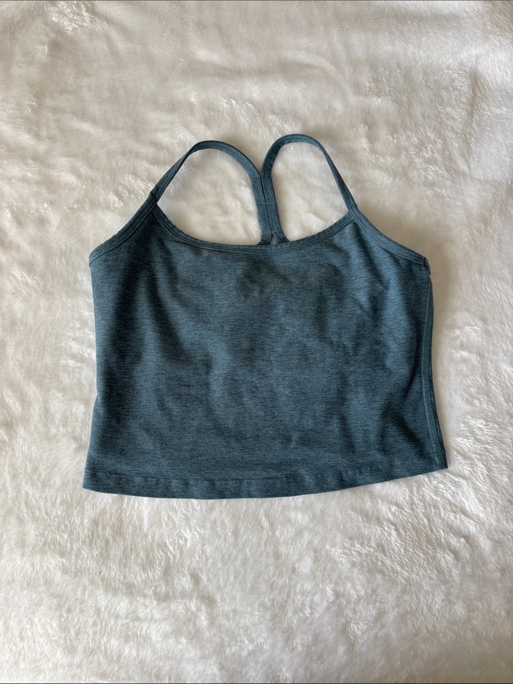 Beyond Yoga Heathered Blue Cropped Tank Top